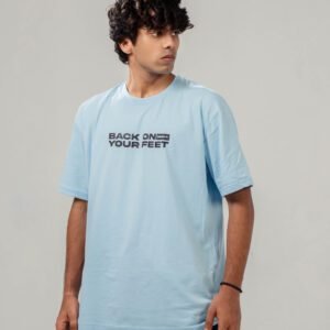 RELAXED FIT LIGHT BLUE T SHIRT,best active wear for gym clothes for women, ladies & men in pakistan